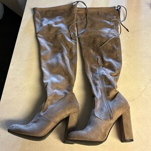 Faux suede over the knee boots!